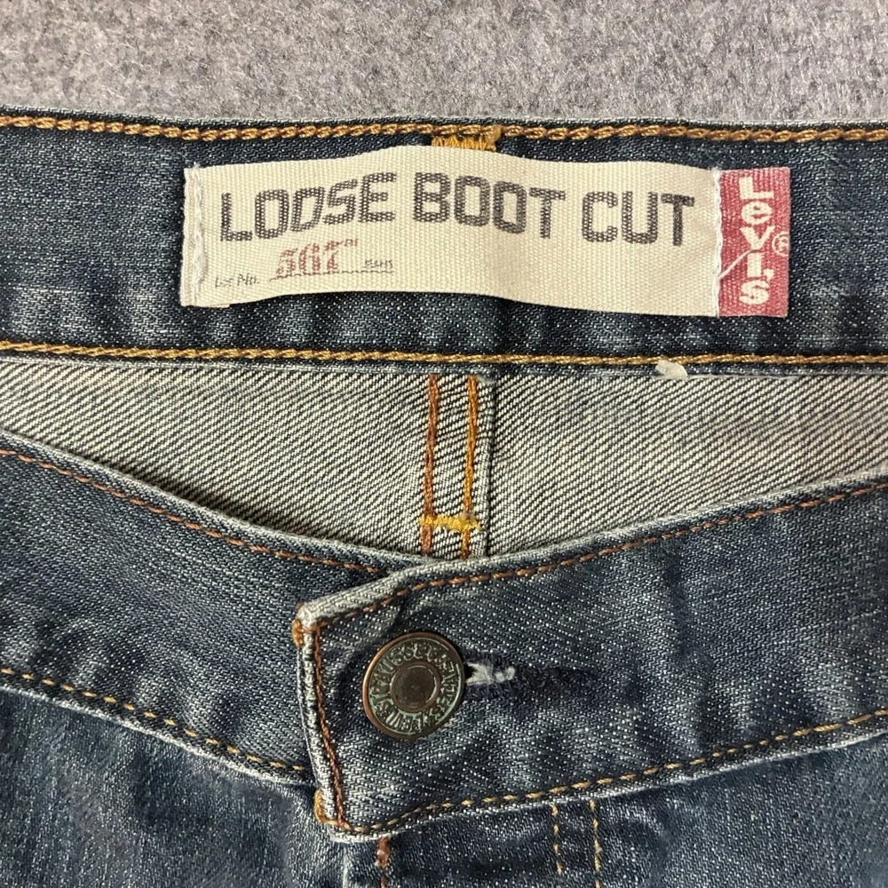Vintage Y2K Levis 567 Loose Boot Cut Jeans 36x29 Baggy Wide Leg Faded Whiskers